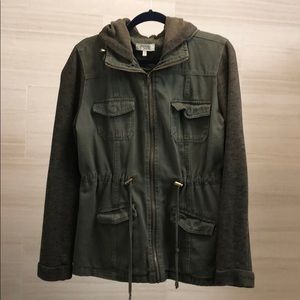Army green hooded jacket